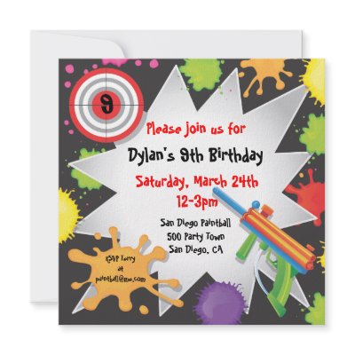 Paintball Birthday Party Invitation