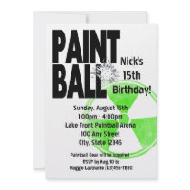 Paintball Radio Active Birthday Personalized Announcements