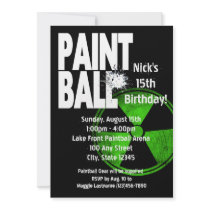 Paintball Radio Active Birthday Personalised Invites