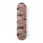 Painted American Flag on Rustic Wood Texture skateboards