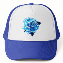 Painted Blue Rose Hat