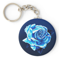 Painted Blue Rose Keychains