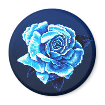 Painted Blue Rose Fridge Magnet