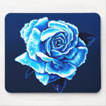 Painted Blue Rose Mousepads