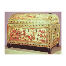 Painted chest depicting king on chariot canvas print