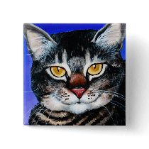 Painted Fat Cat Pinback Buttons