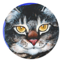 Painted Fat Cat Round Stickers
