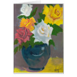 Painted Flowers in Vase Card