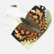 Painted Lady Butterfly Heart Sticker