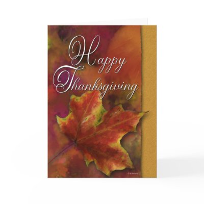 Painted leaf on Gold-Thanksgiving Greeting Card by William63