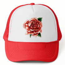 Painted Red Rose Trucker Hat
