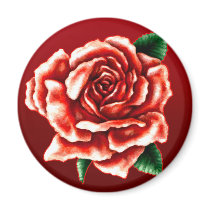 Painted Red Rose Fridge Magnets