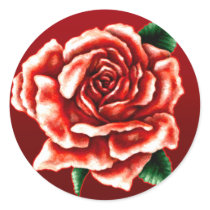 Painted Red Rose Round Sticker
