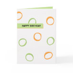 Painted Retro Circles orange green Birthday Card