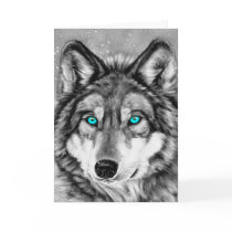 Painted Wolf Grayscale Christmas Card