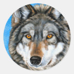 Painted Wolf Round Sticker