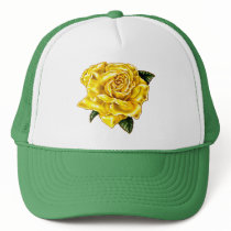 Painted Yellow Rose Mesh Hats