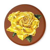 Painted Yellow Rose Magnets