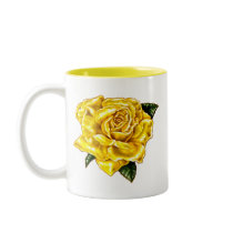 Painted Yellow Rose Mugs