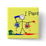 Painters Gifts  "I Paint" Stick People Design buttons