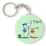 Painters Gifts  "I Paint" Stick People Design keychains