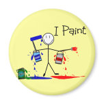 Painters Gifts  "I Paint" Stick People Design magnets