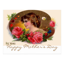 Painter's Palette And Roses Post Cards