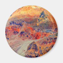 Painting: Mountains & Waterfall: Refrigerator Magnets