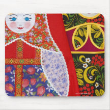 Painting of Russian Matryoshka doll Mousemats