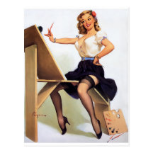 Painting Pin Up Post Card