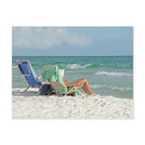 Painting Print Relaxing On The Beach Postcard