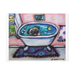 paintingpugpinkbath2 post card