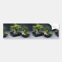 Pair of bonsai trees with ornamental figures bumper stickers