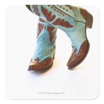 Pair of cowboy shoes 3 square sticker