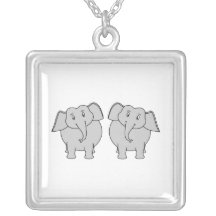 Pair of Cute Elephants. Couple. Jewelry