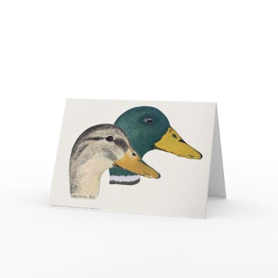 Pair of Mallard Ducks, Drake and Hen, Watercolor Cards by dragling