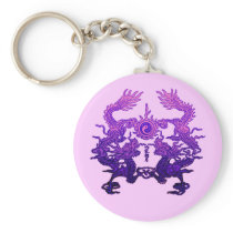 Pair of Purple Dragons on Gifts and Apparel Key Chains