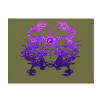 Pair of Purple Dragons on Gifts and Apparel Postcard