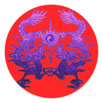 Pair of Purple Dragons on Gifts and Apparel Stickers