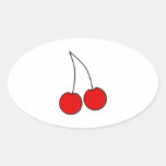 Pair of Red Cherries. Black Outline. stickers