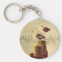 PAIR of SEAGULLS by SHARON SHARPE Keychain