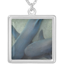 Pair of Sharks Sterling Silver Necklace