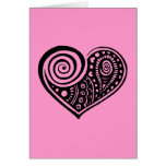 Paisley Heart /blk Greeting Card