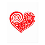 Paisley Heart /blk Post Cards