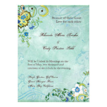 Paisley Modern Floral Flourish Swirl Wedding Invitation