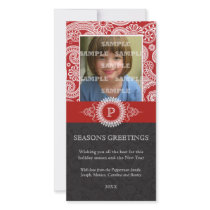 Paisley Monogram Holiday Photo Card