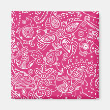 Paisley on Fuchsia Fridge Magnet