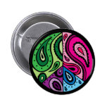 Paisley Peace Black Button