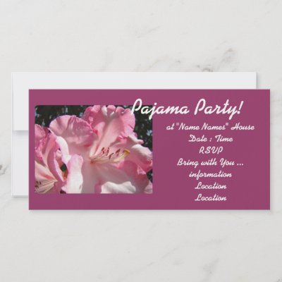 Invitations Cards  Party on Pajama Party  Custom Invitation Cards Pink Rhodies Flowers Invitations
