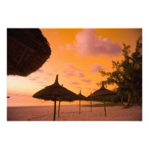 Palapa style beach huts at sunrise, Belle Mare 2